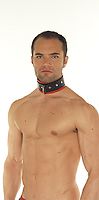 Halsfessel Leder schwarz/rot