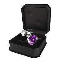 Butt-Plug Metall mit Kristallstein violett