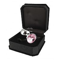 Butt-Plug Metall mit Kristallstein rosa