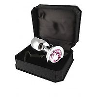 Butt-Plug Metall mit Kristallstein rosa